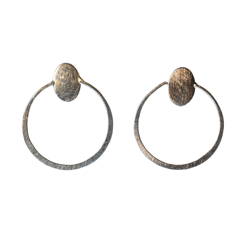 Euro Silver Oval Loop Stud Earrings C10