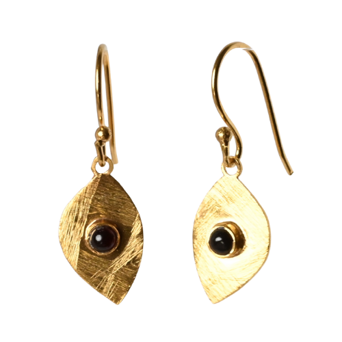 Euro Gold Gemstone Drop Earrings-A318