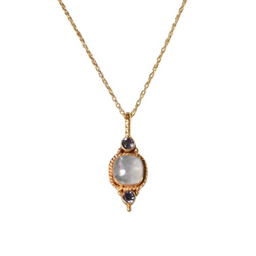 Euro Gold Gemstone Necklace 50 cm A53a