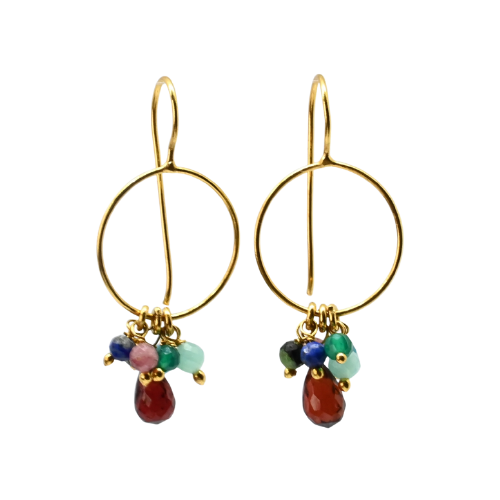 Euro Gold Double Fan Drop Earrings A193