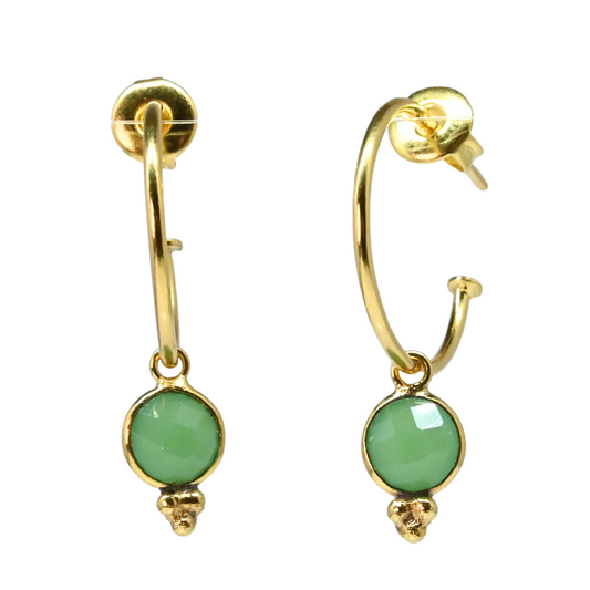 NEW! Euro Gold Gem Hoop Earrings 9C multi gems available