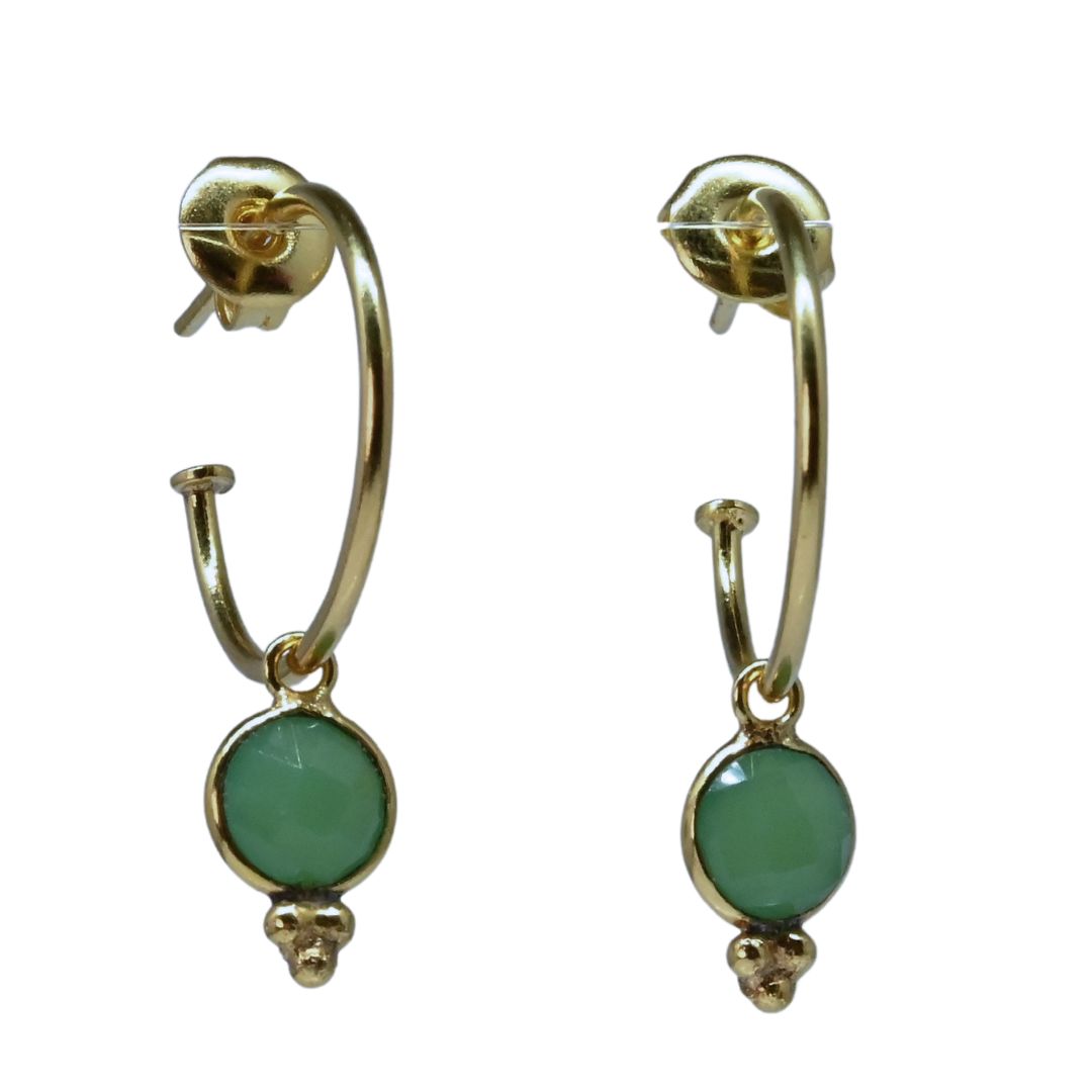NEW! Euro Gold Gem Hoop Earrings 9C multi gems available