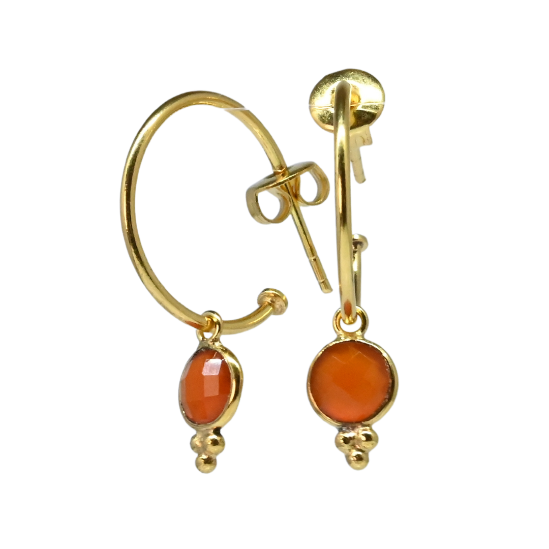 NEW! Euro Gold Gem Hoop Earrings 9C multi gems available