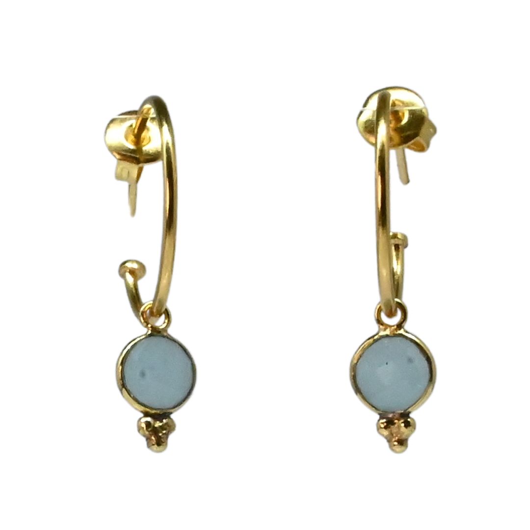 NEW! Euro Gold Gem Hoop Earrings 9C multi gems available