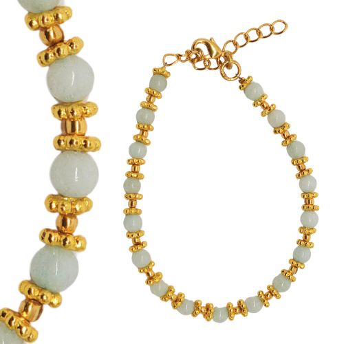 Euro Gold beaded bracelet with gems- A351