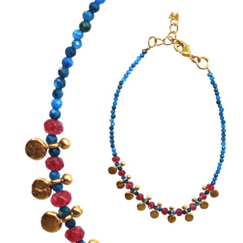 Euro Gold beaded bracelet with gems- A352