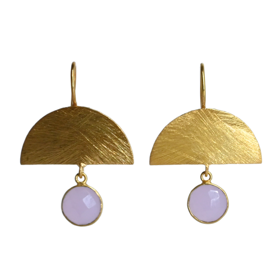 Euro Gold Gemstone Drop Earrings-A298