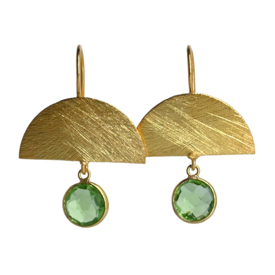 Euro Gold Gemstone Drop Earrings-A298