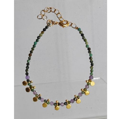 Euro Gold beaded bracelet with gems- A352