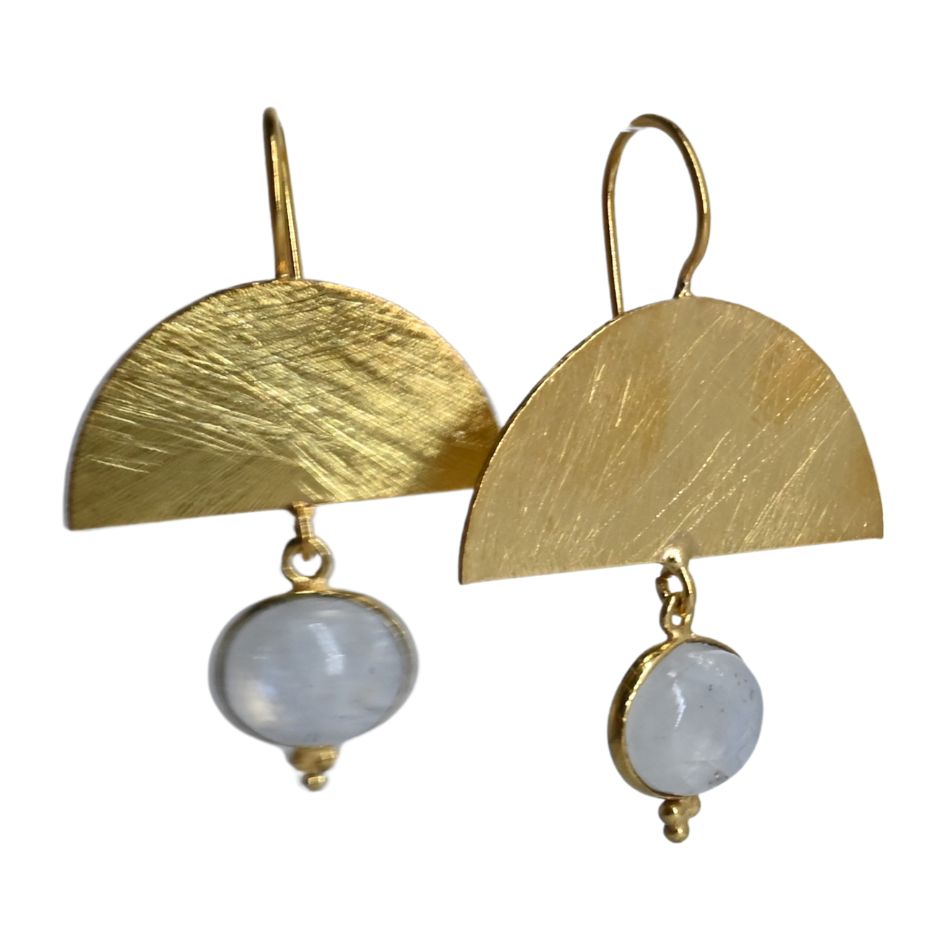 Euro Gold Gemstone Drop Earrings-A298