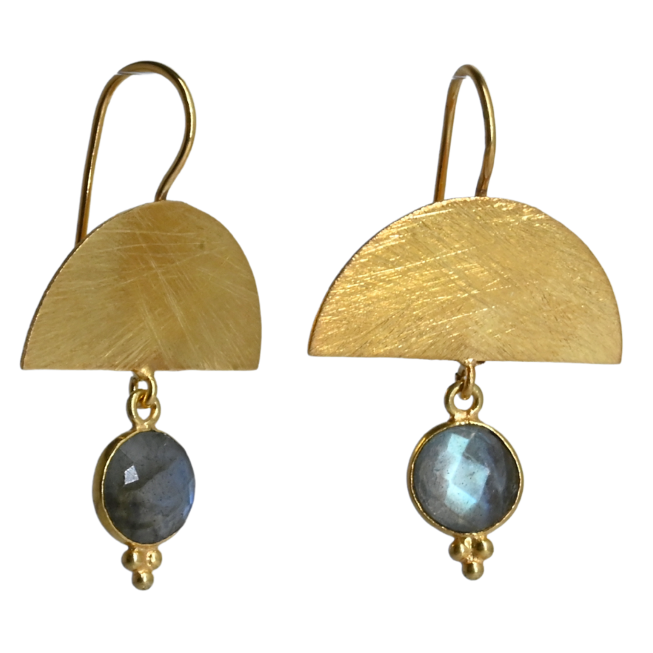 Euro Gold Gemstone Drop Earrings-A298