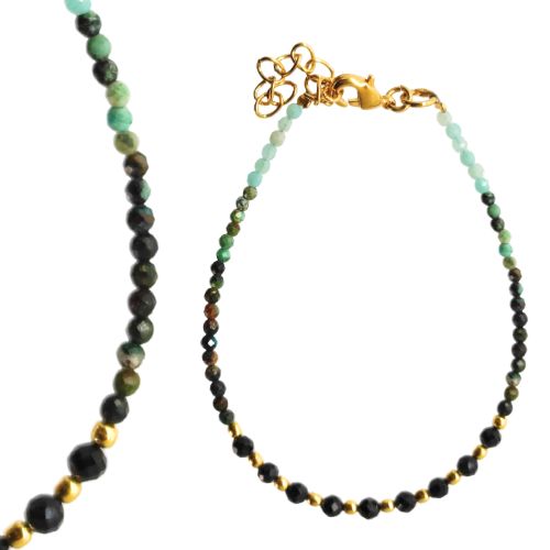 Euro Gold beaded bracelet with gems- A1CB