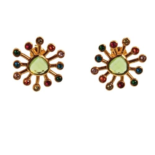 Euro Gold Gem Flower Stud Earrings A316