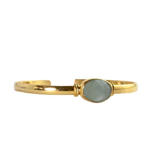 Euro Gold cuff bangle with gems- A5B