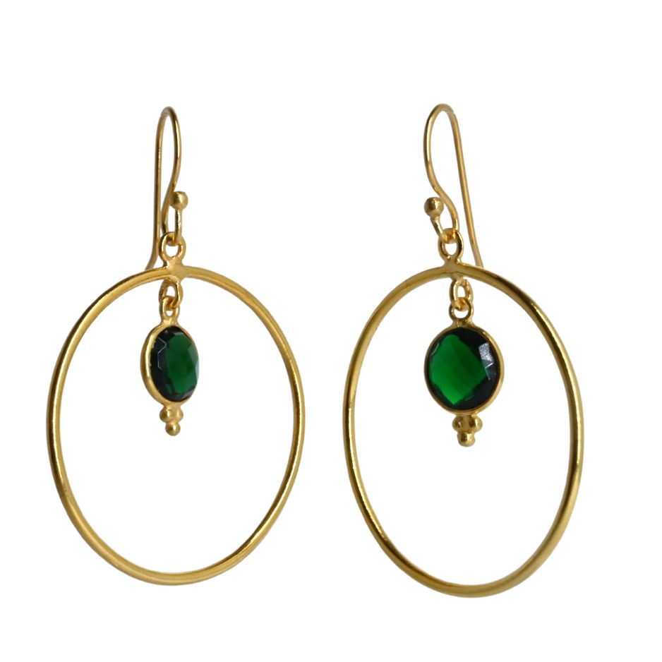 Euro Gold Gemstone Drop Earrings-238