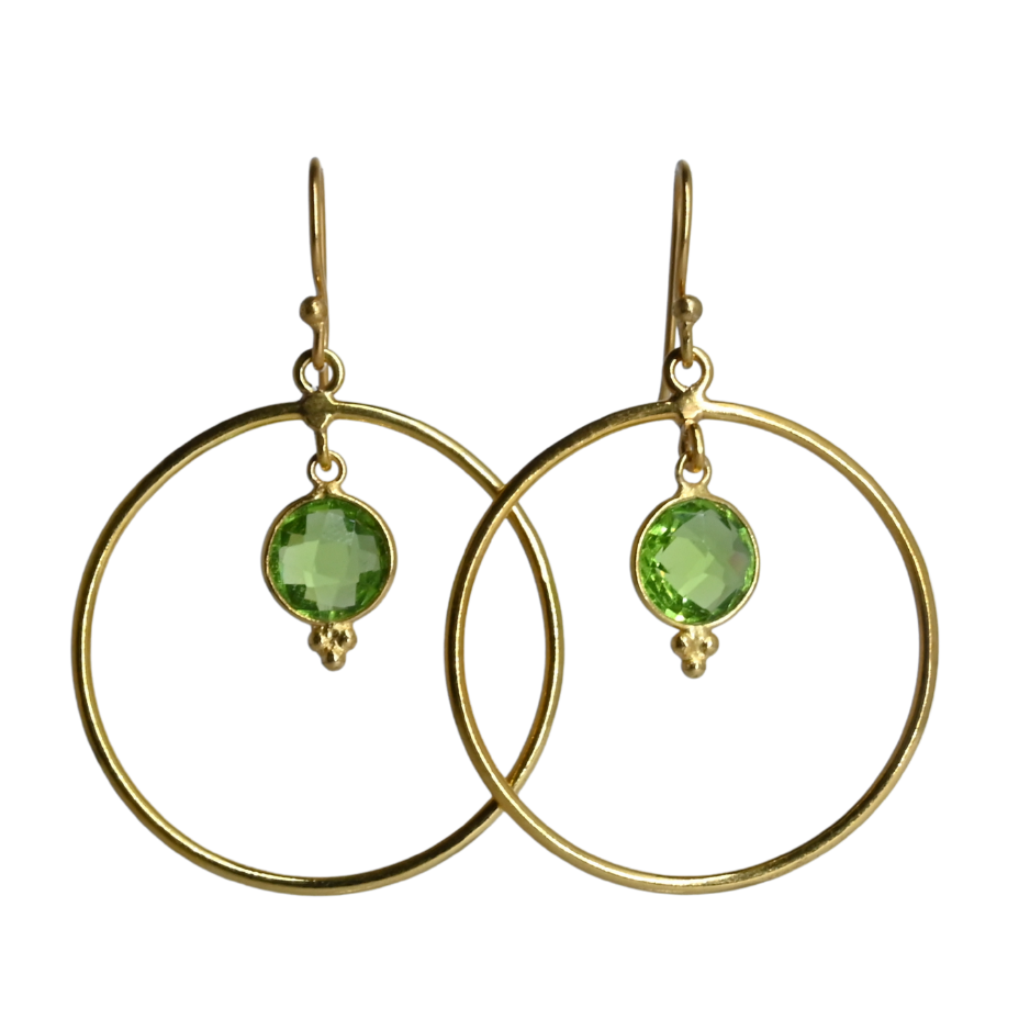 Euro Gold Gemstone Drop Earrings-238