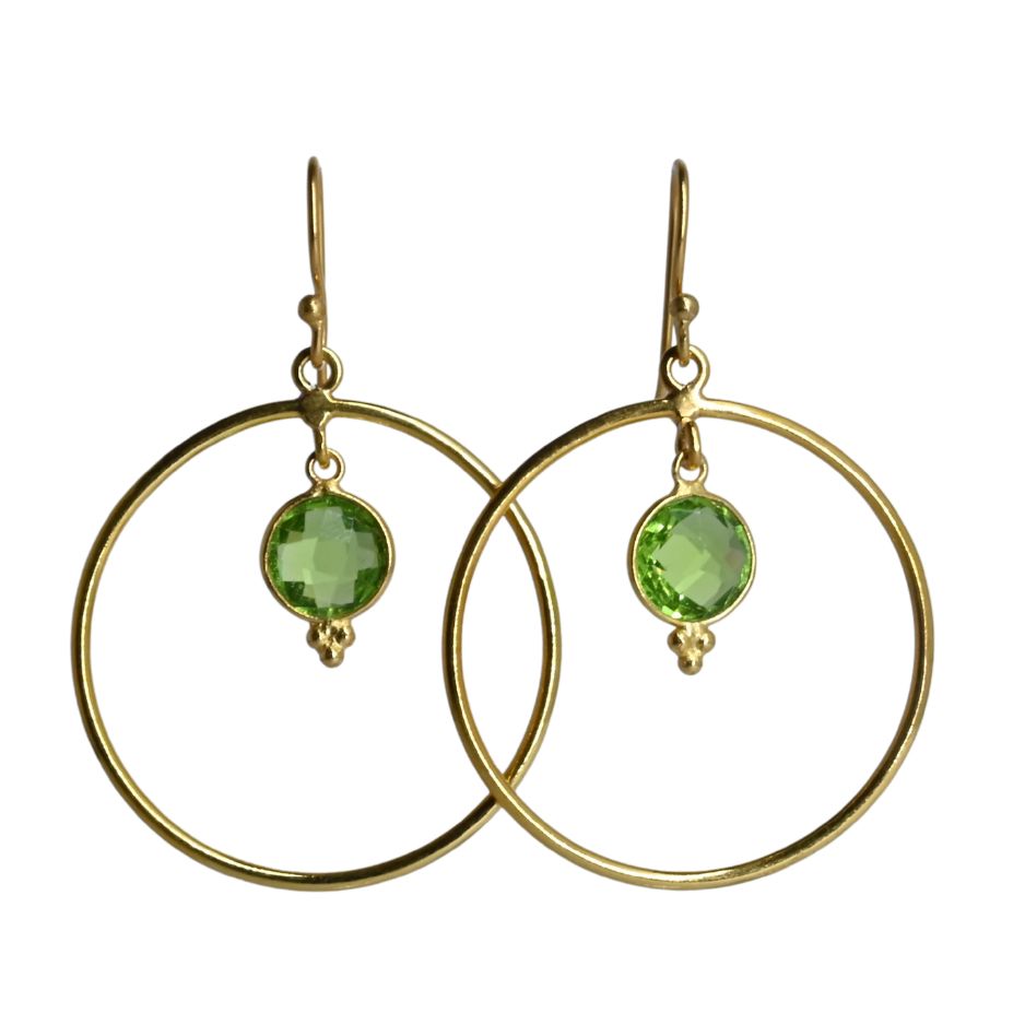 Euro Gold Gemstone Drop Earrings-238