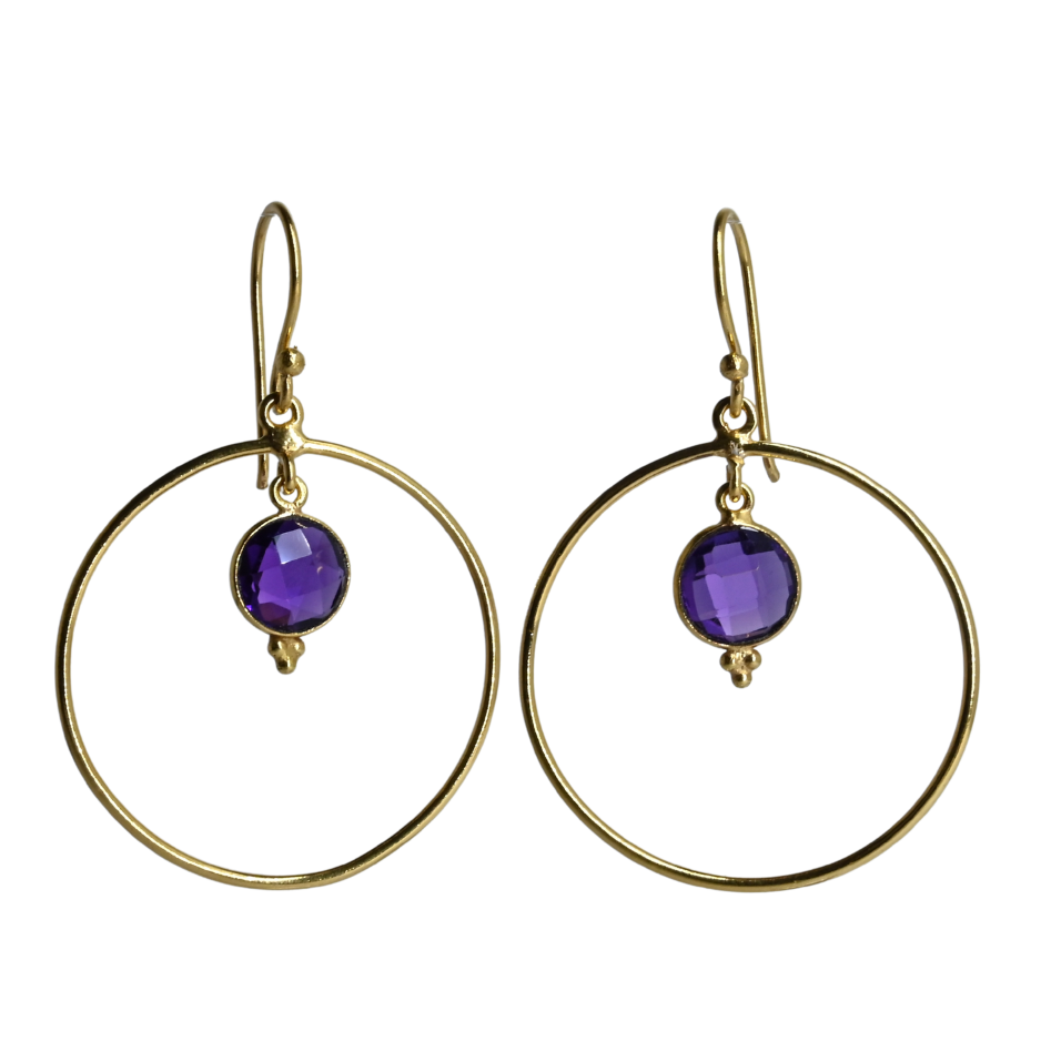 Euro Gold Gemstone Drop Earrings-238