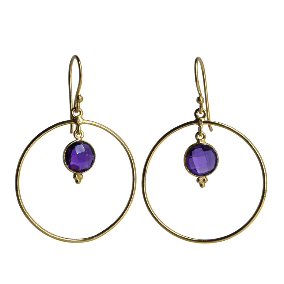 Euro Gold Gemstone Drop Earrings-238