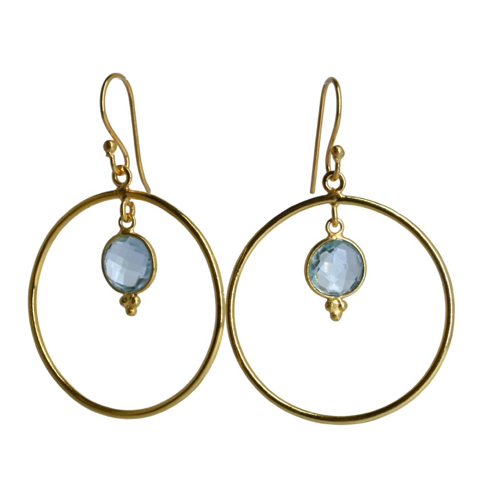 Euro Gold Gemstone Drop Earrings-238