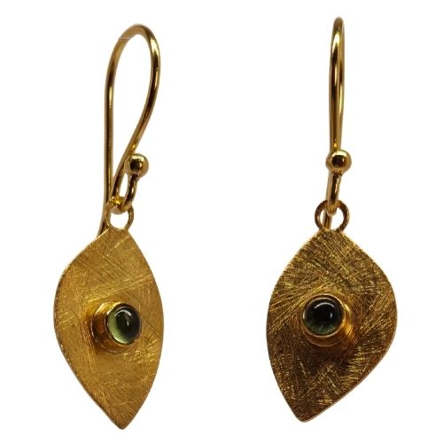 Euro Gold Gemstone Drop Earrings-A318