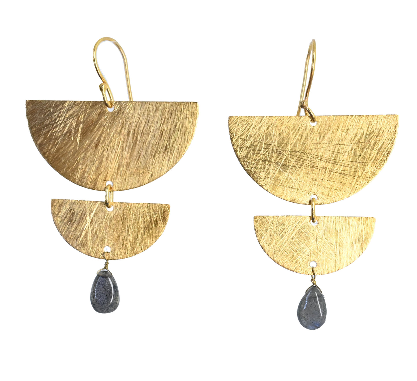 Euro Gold Earrings A178 with a Tourmaline gemstone drop.