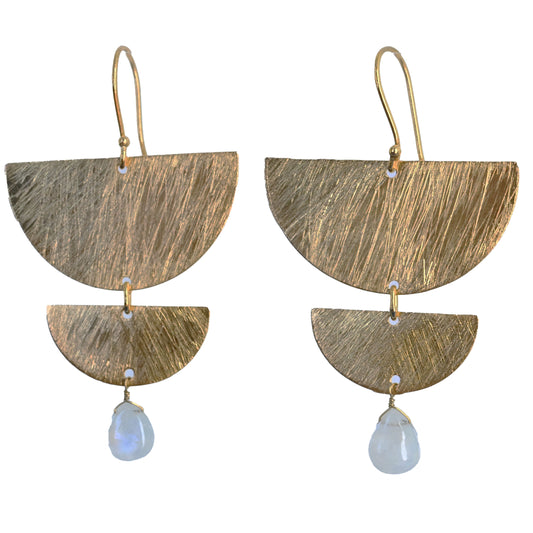 Euro Gold Earrings A178 with a Tourmaline gemstone drop.
