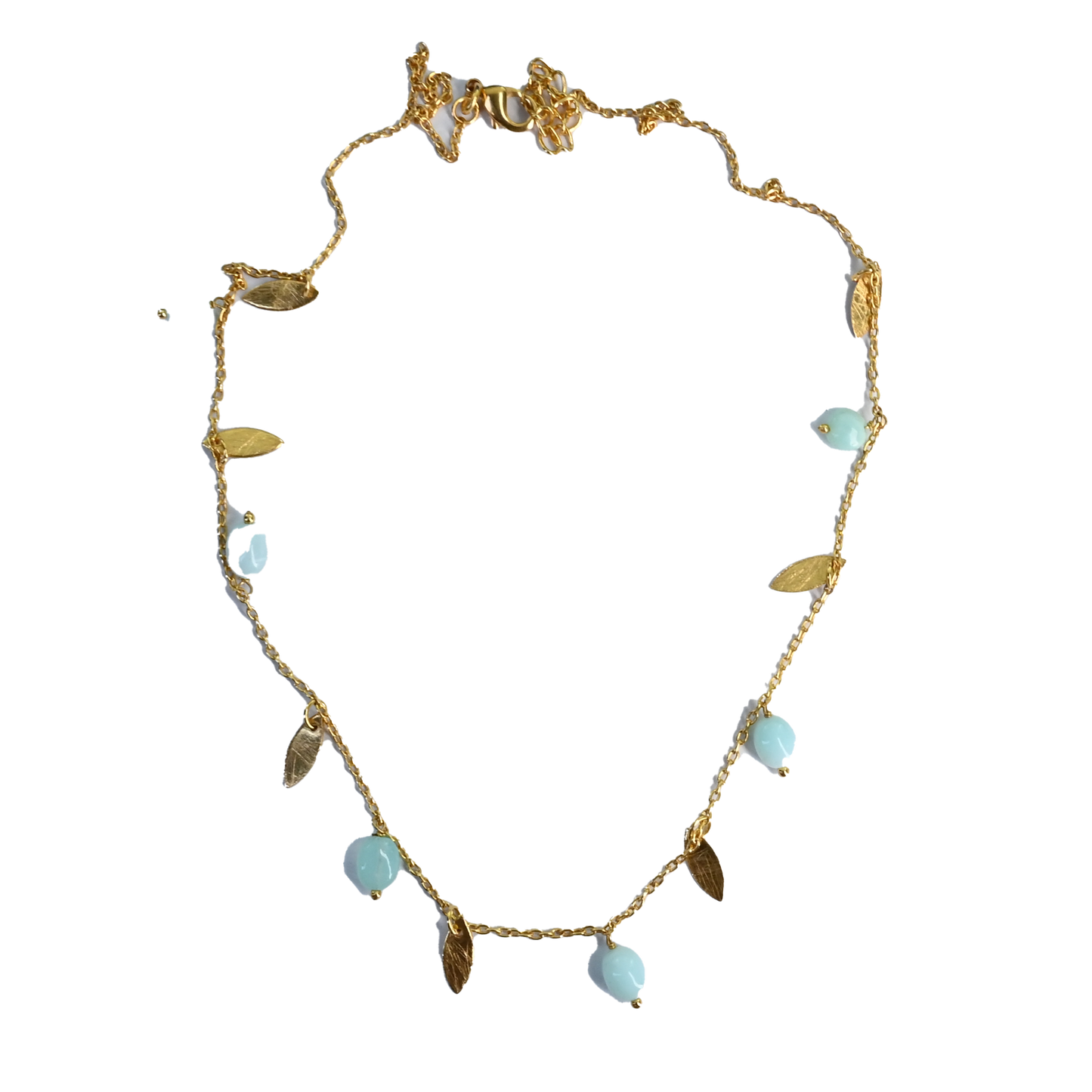 Euro Gold Tassle Necklace Assorted Gemstones 40 cm a199