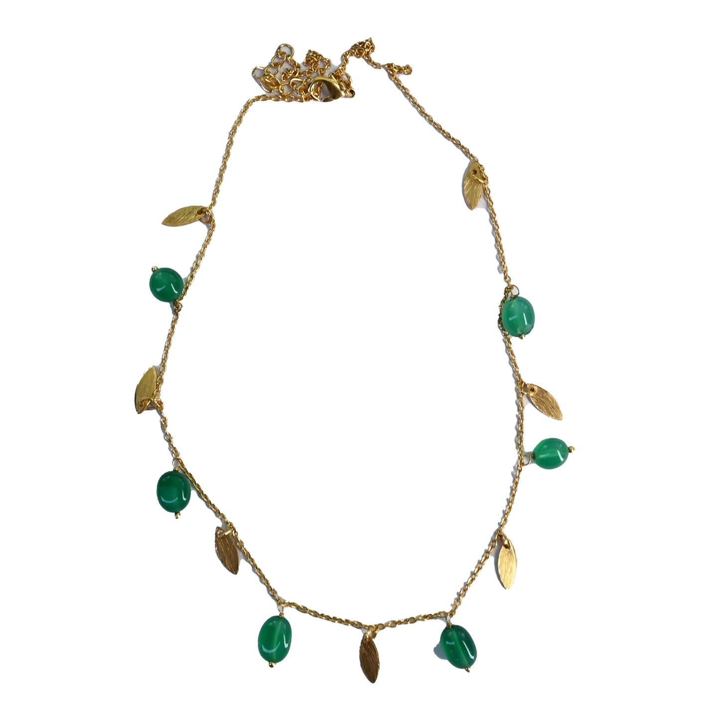 Euro Gold Tassle Necklace Assorted Gemstones 40 cm a199