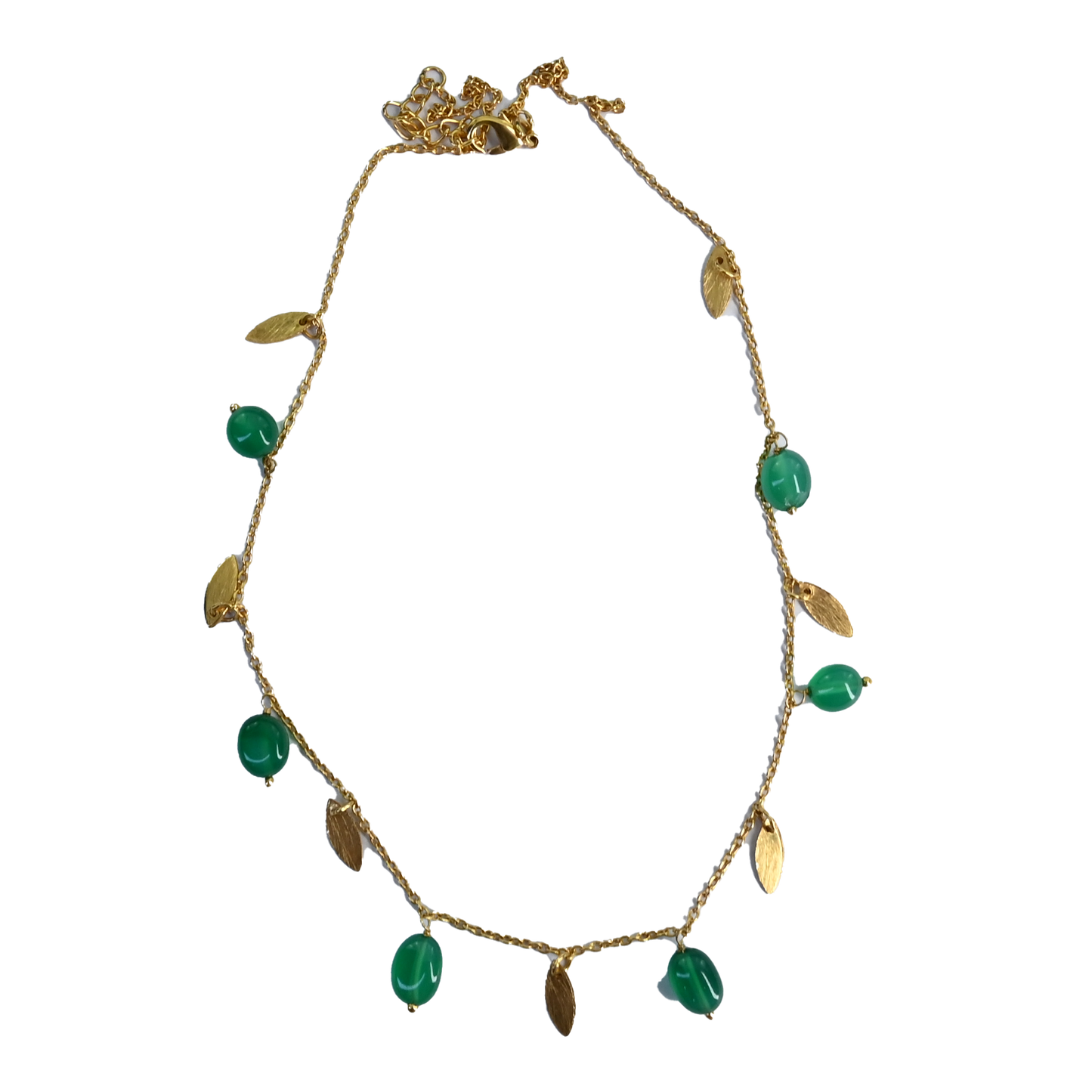 Euro Gold Tassle Necklace Assorted Gemstones 40 cm a199
