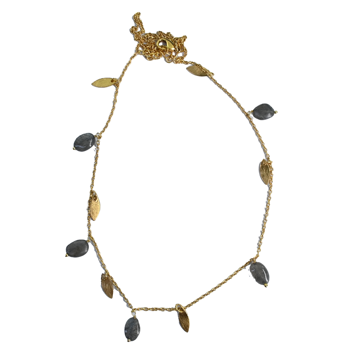 Euro Gold Tassle Necklace Assorted Gemstones 40 cm a199