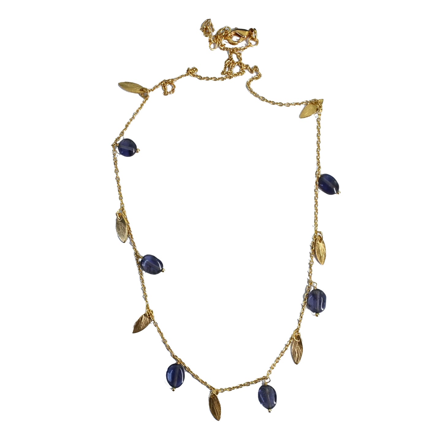 Euro Gold Tassle Necklace Assorted Gemstones 40 cm a199