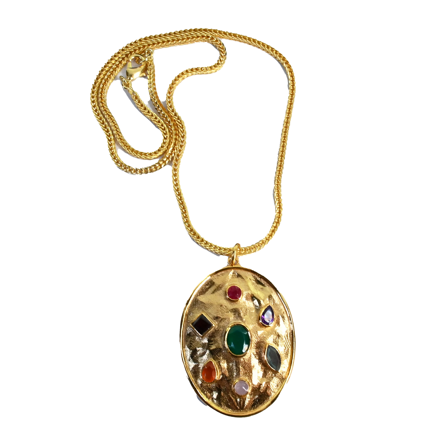 Euro Gold  Assorted Gemstones 45 cm Necklace A202