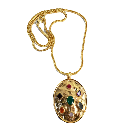 Euro Gold  Assorted Gemstones 45 cm Necklace A202