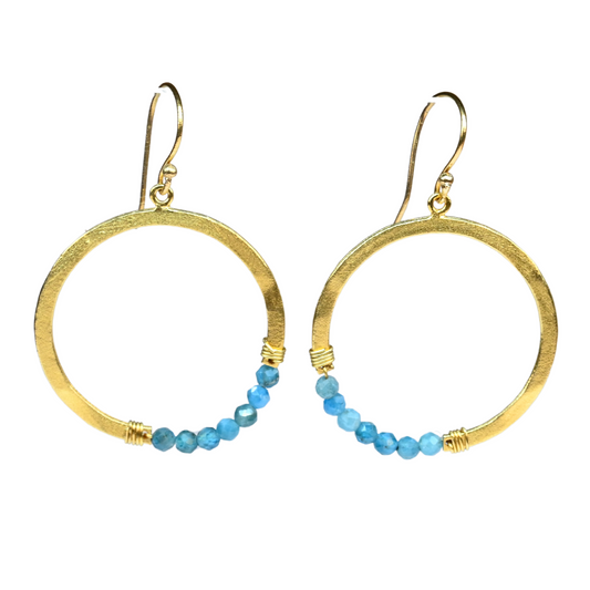 Euro Gold Hoop Earrings-many Gemstone varieties A239
