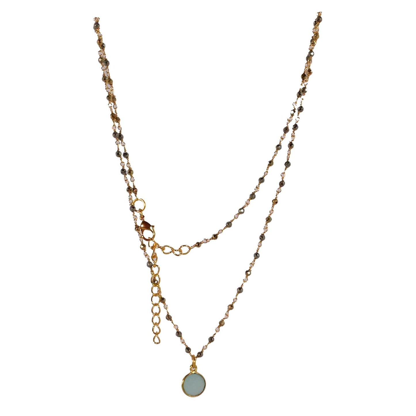 Euro Gold Assorted Gemstones 45 cm plus 5 cm extender chain Necklace A1.