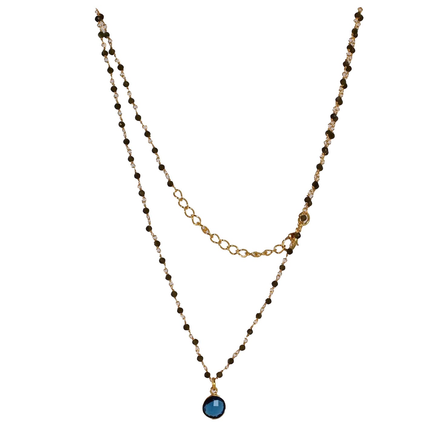 Euro Gold Assorted Gemstones 45 cm plus 5 cm extender chain Necklace A1.