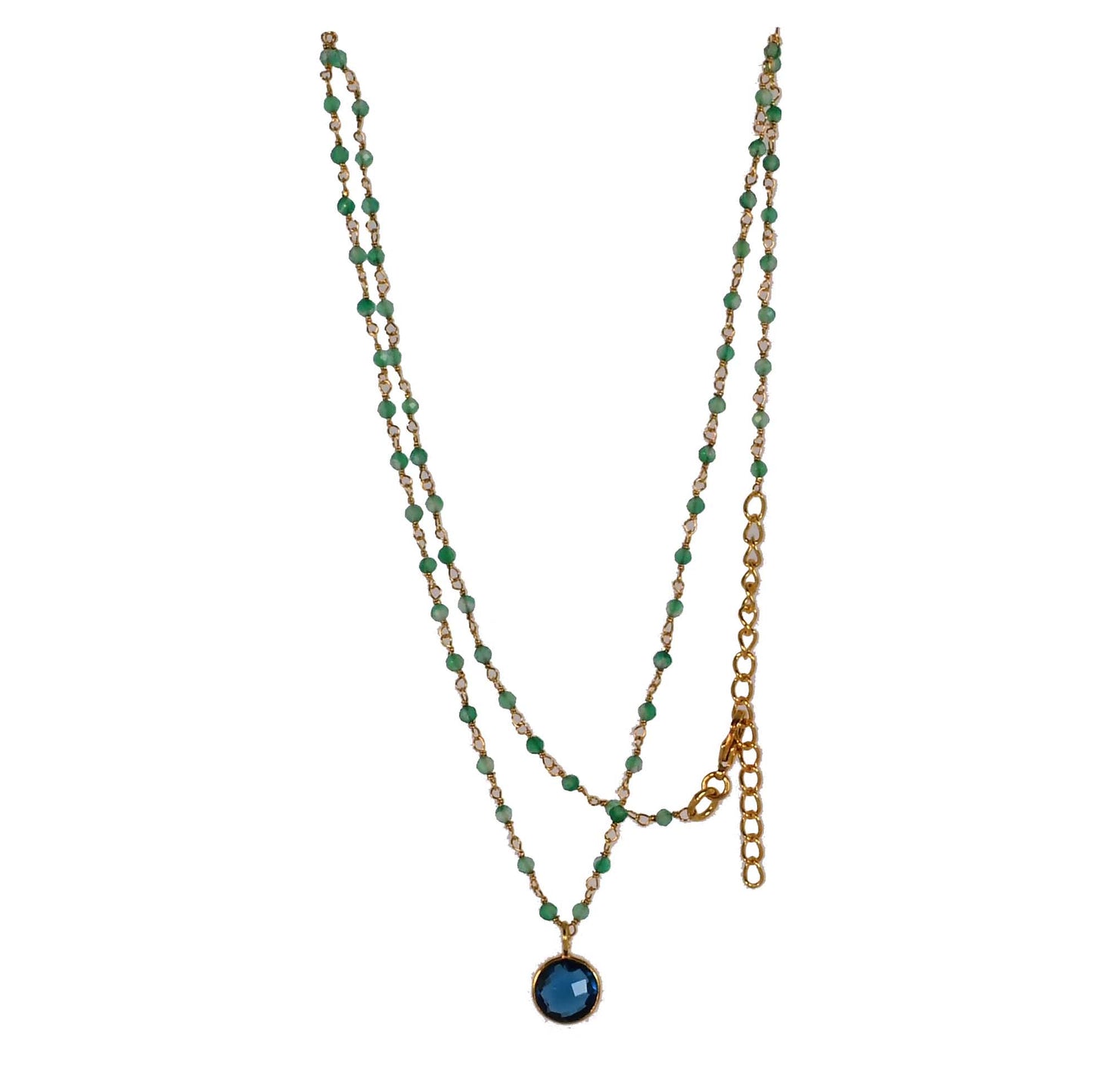 Euro Gold Assorted Gemstones 45 cm plus 5 cm extender chain Necklace A1.