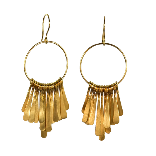 Euro Gold Tassel Hoop Earrings B15A