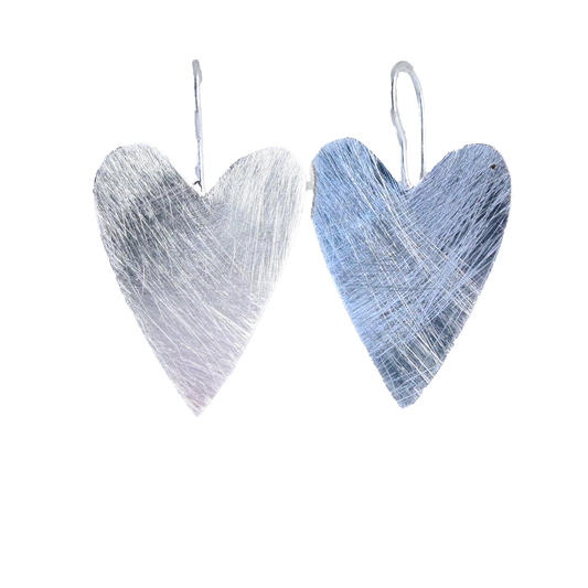 Euro Silver Wash Heart Drop Earrings B209