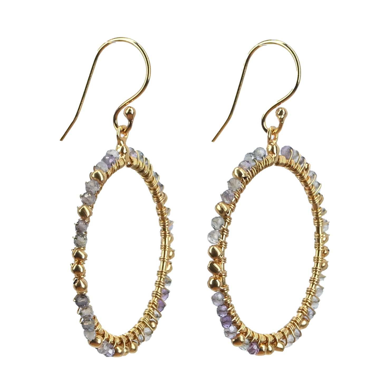 Euro Gold Gem Hoop Earrings A38A