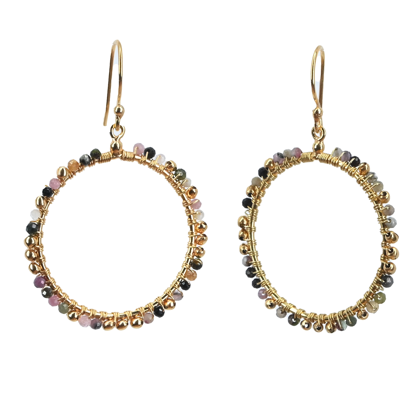 Euro Gold Gem Hoop Earrings A38A