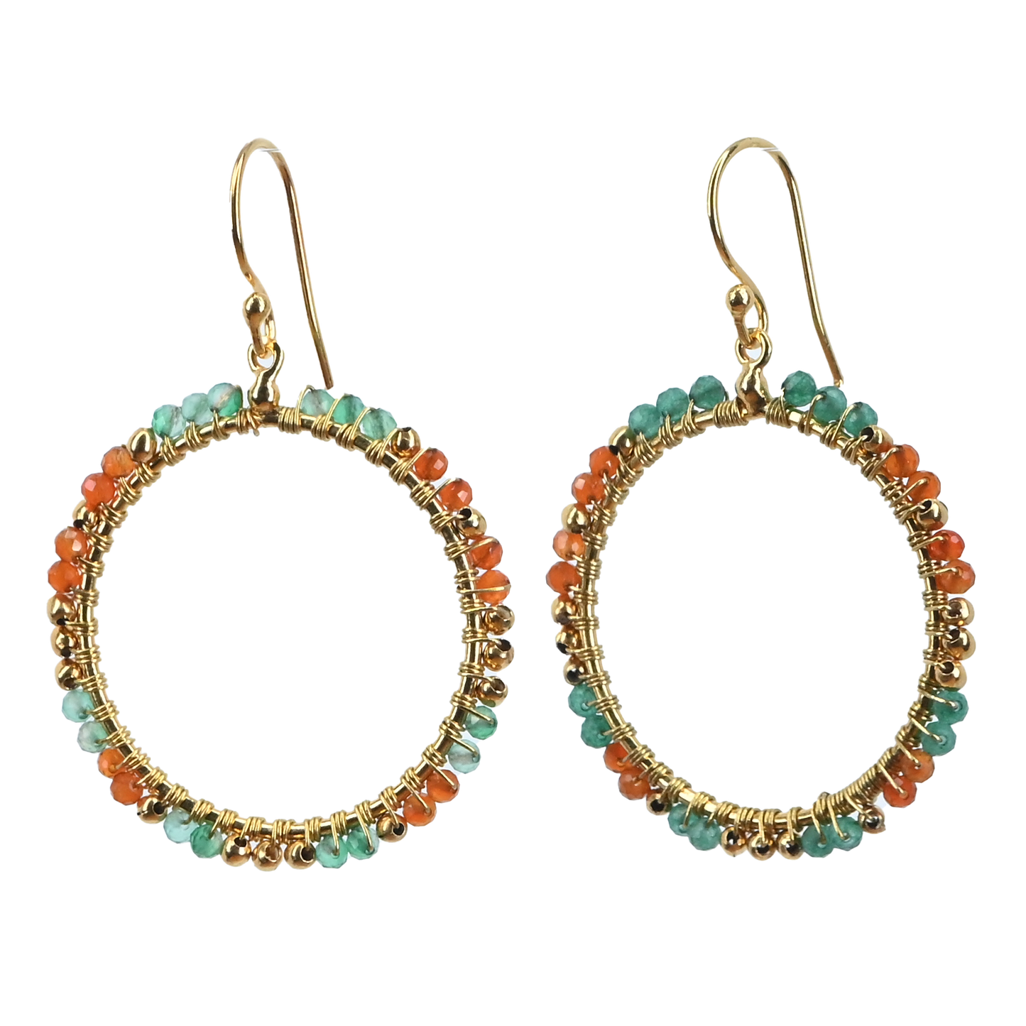 Euro Gold Gem Hoop Earrings A38A