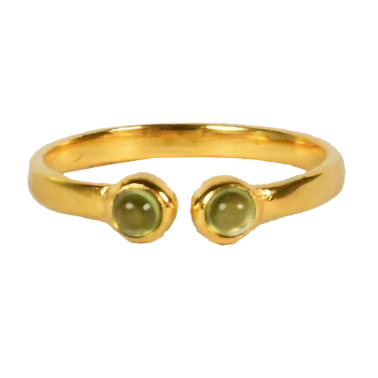 Euro Gold Cuff Ring Open size with gems A33