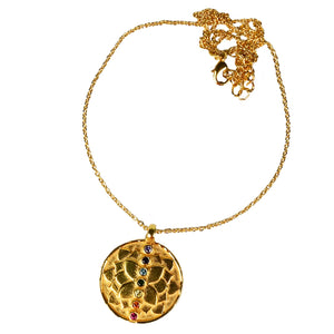 Euro gold and gem lotus necklace  A35