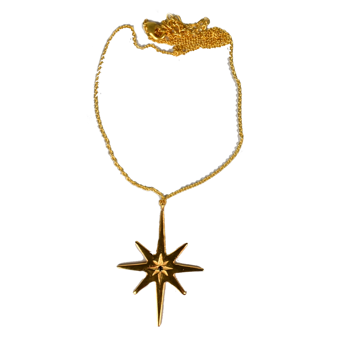 Euro gold and gemstone star necklace A37