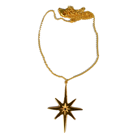 Euro gold and gemstone star necklace  A37