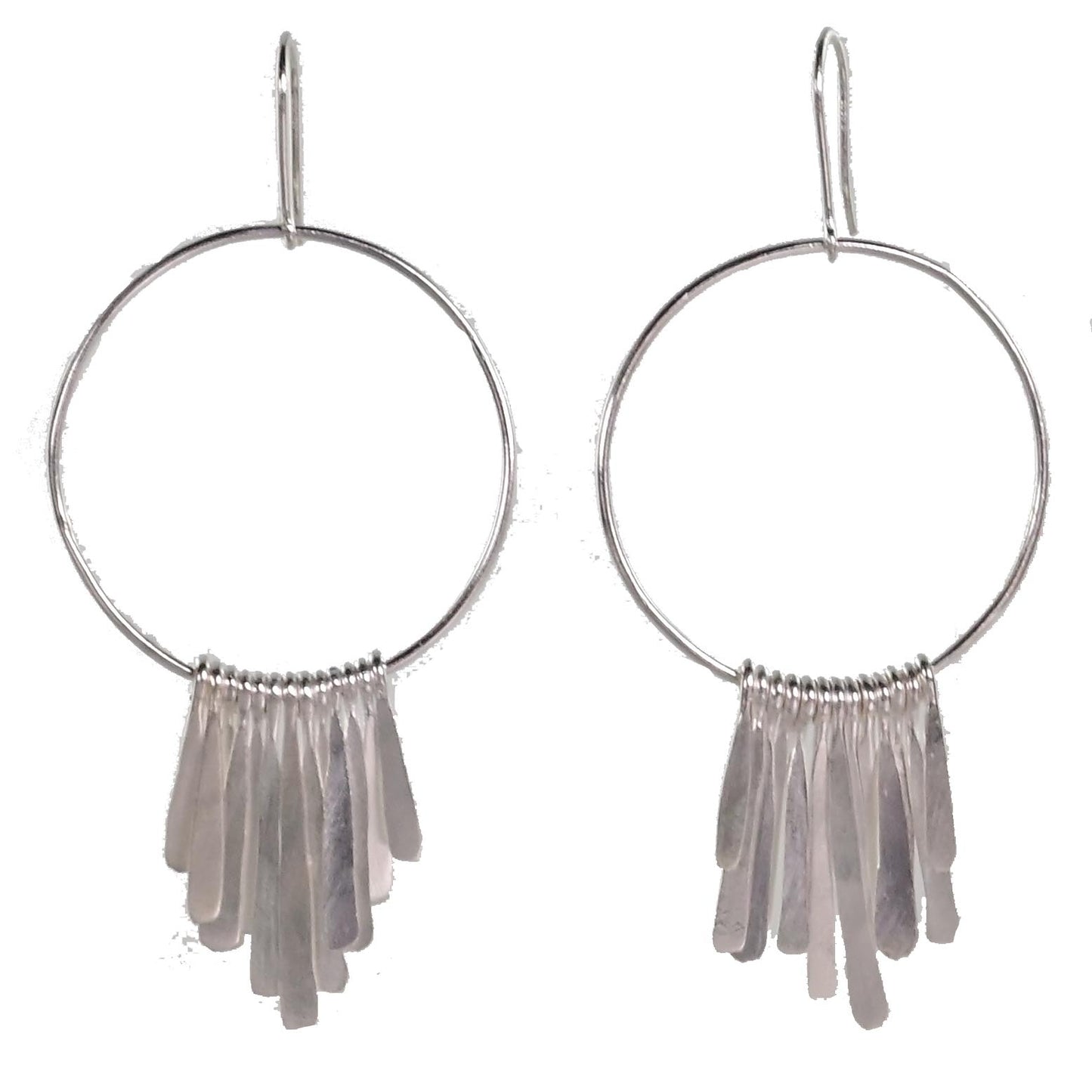 Silver Wash Tassel Hoop Earrings C15