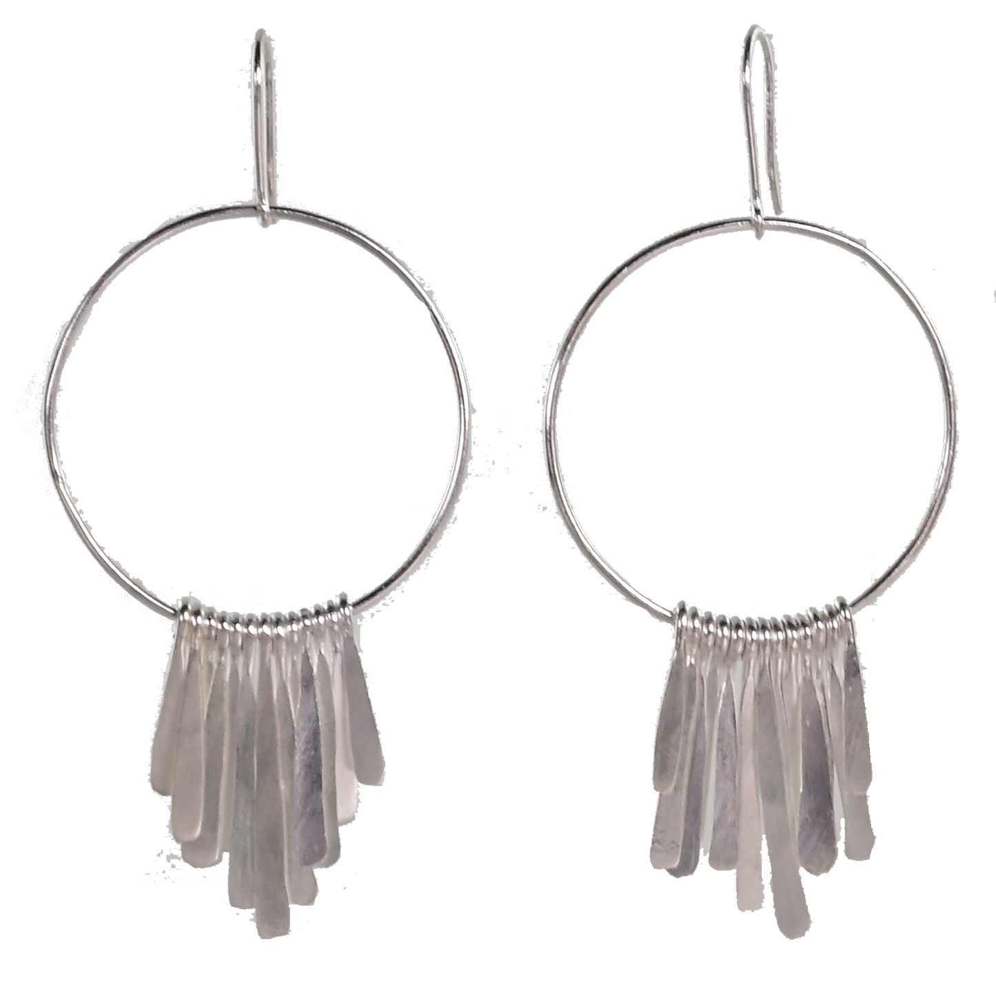 Silver Wash Tassel Hoop Earrings C15