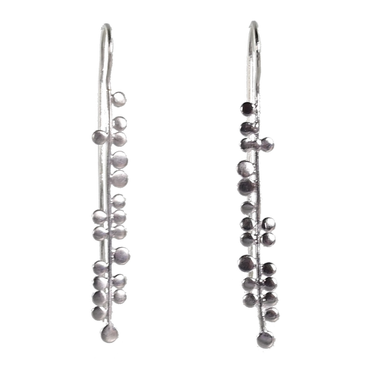 Silver Wash Fern Stem Earrings C66